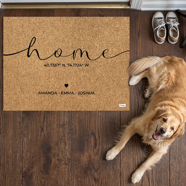 Personalized Doormat "Home Coordinates"

