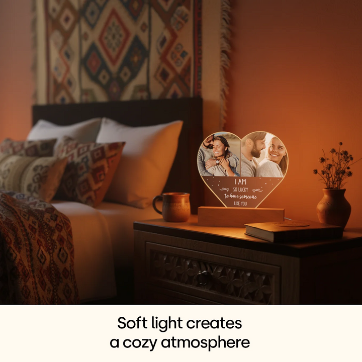 Personalized Heart Acrylic Light "Photo & Text" | Night Light, Decorative Light, Glowlight