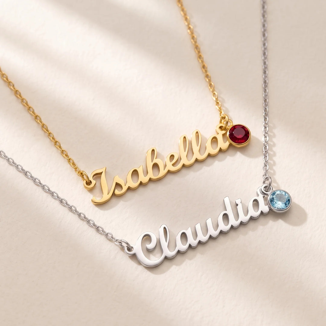 Personalized Necklace "Name with Birthstone"