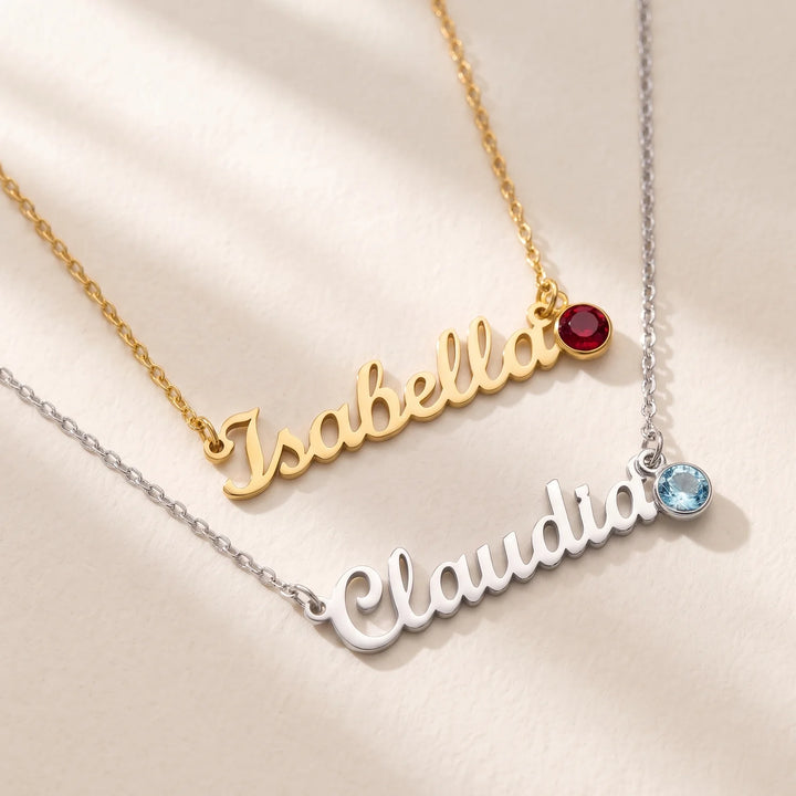 Personalized Necklace "Name with Birthstone"