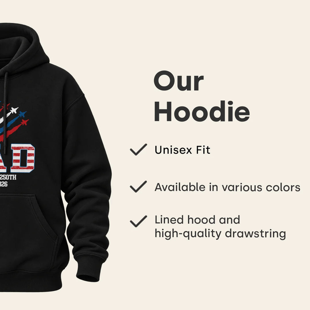 Infographic American Legend hoodie: unisex fit, various colors, lined hood and drawstring