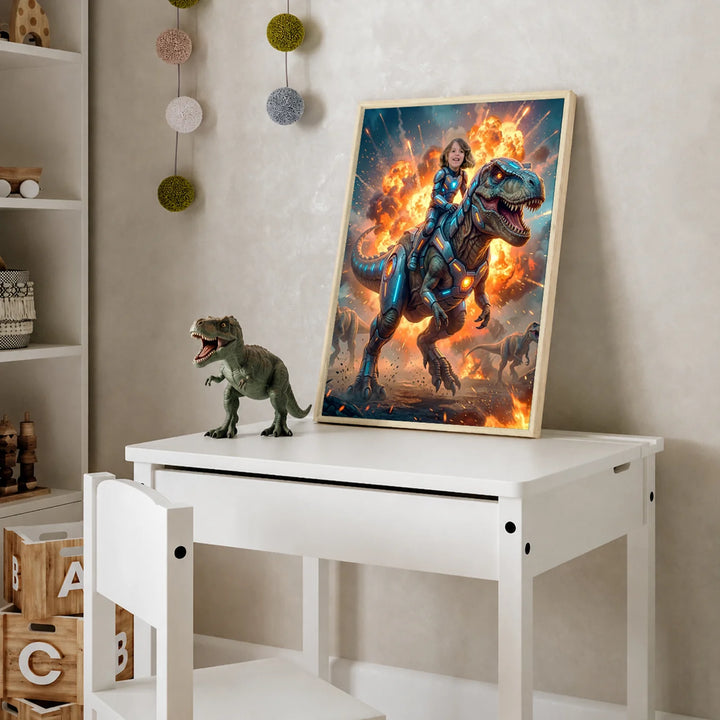 Personalized Children's Poster "T‑Rex Rider"