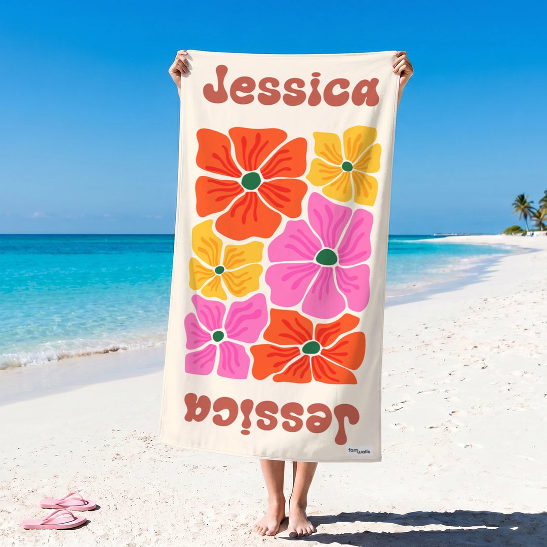 Personalized Bath Towel "Flowers"