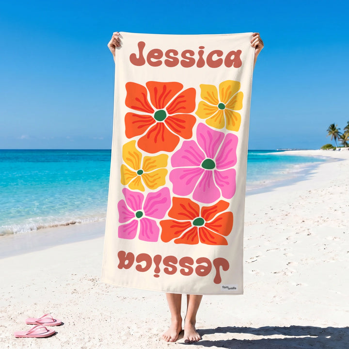 Personalized Bath Towel "Flowers"