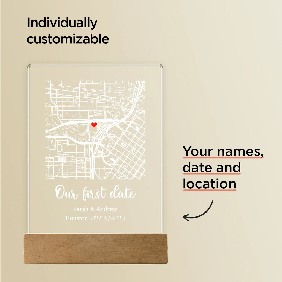 Personalized Acrylic Light "Place of the Heart" | Night Light, Decorative Light, Glowlight