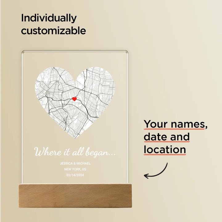 Personalized Acrylic Light “Where It All Began” | Night Light, Decorative Light
