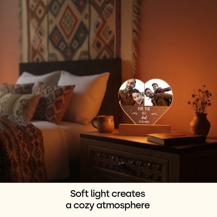 Personalized Heart Acrylic Light "Photos & Text" | Night Light, Deco Light, Glowlight | DAD
