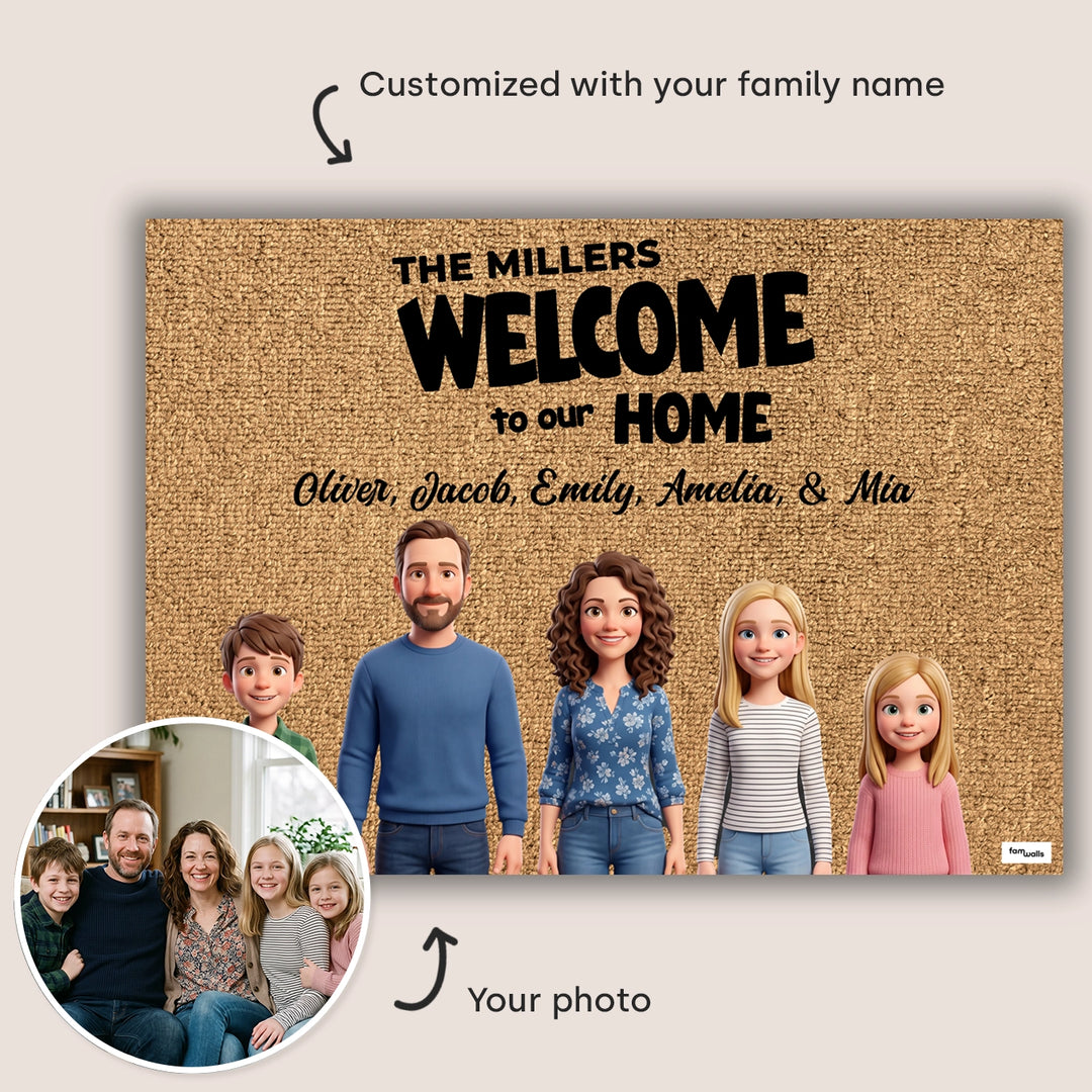 Personalized Doormat "Cartoon Family"