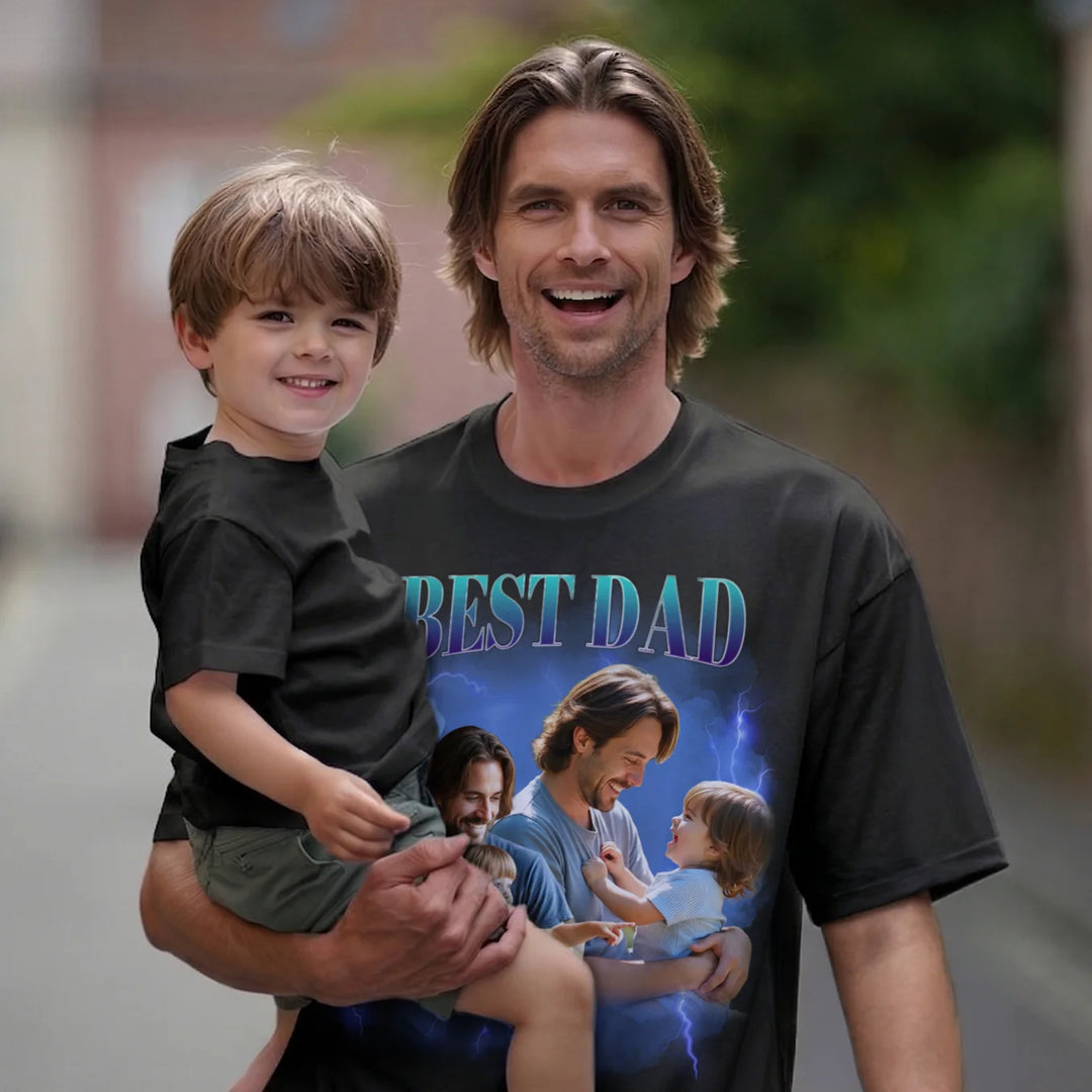 Personalized Oversized T-Shirt Vintage Bootleg "Dad"