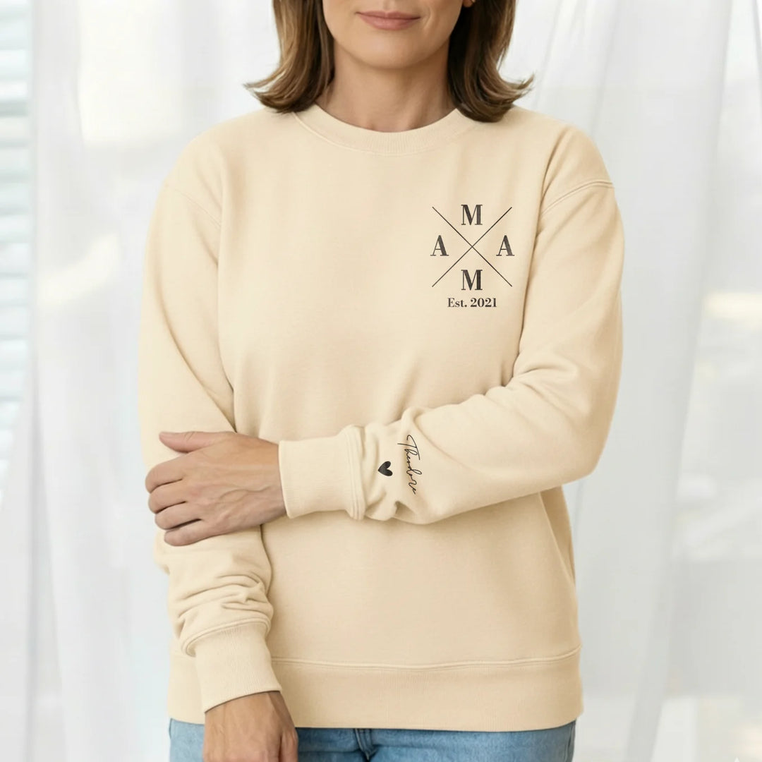 Personalized Sweater "Mama Cross" with Sleeve Print