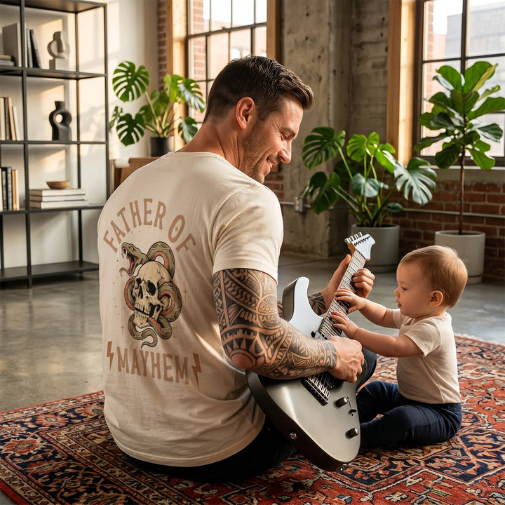 Personalized T-Shirt "Father of Mayhem" with Sleeve Print
