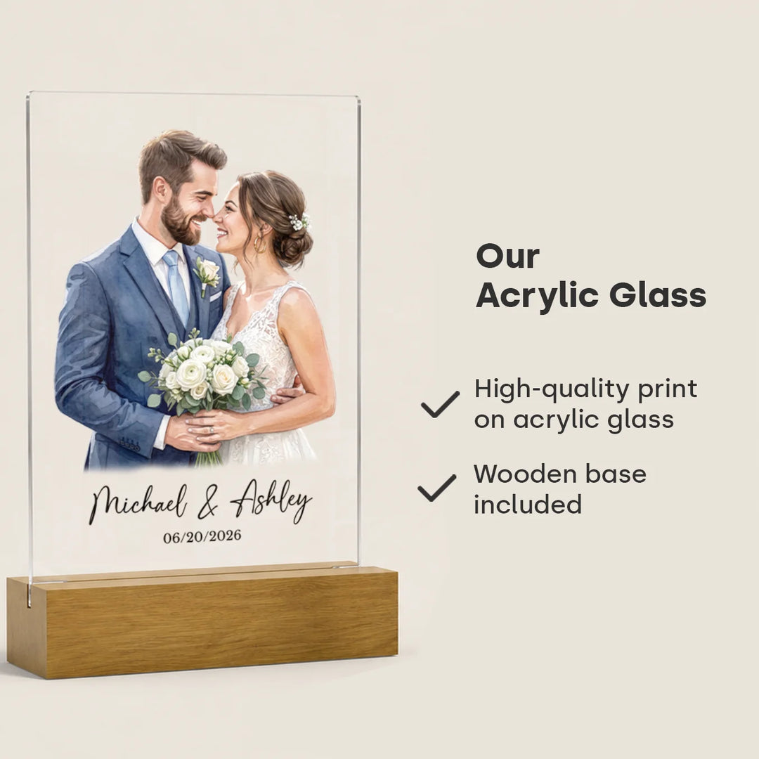 Personalized Acrylic Glass "Wedding Watercolor"