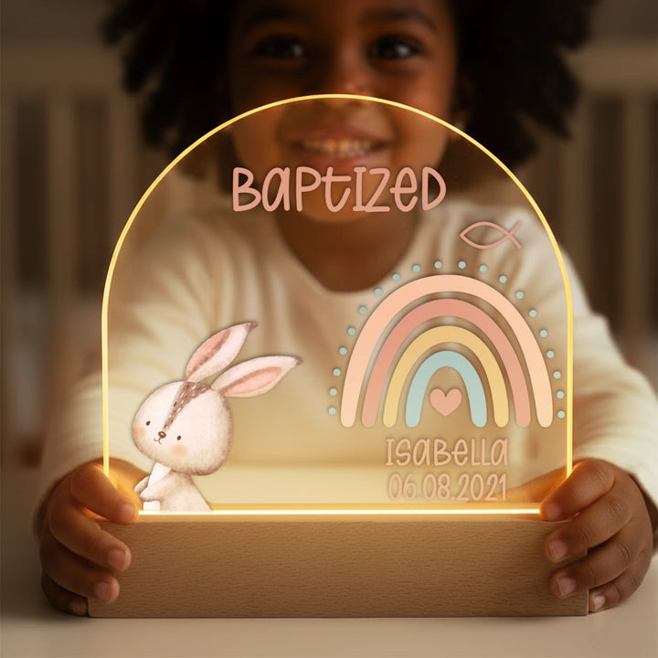 Personalized Baptism Night Light – Custom Name & Date