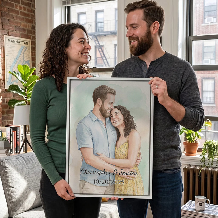 Personalized Canvas "Watercolor Couple"