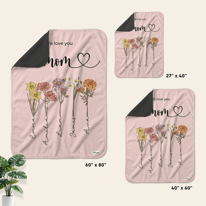 Personalized Blanket "Flowers for Mom"