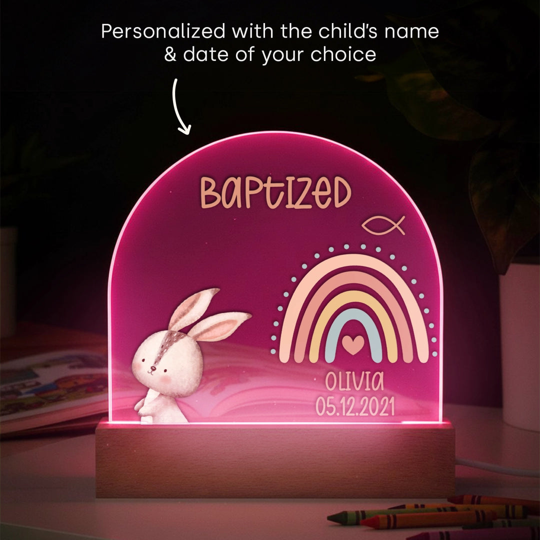 Personalized Baptism Night Light – Custom Name & Date