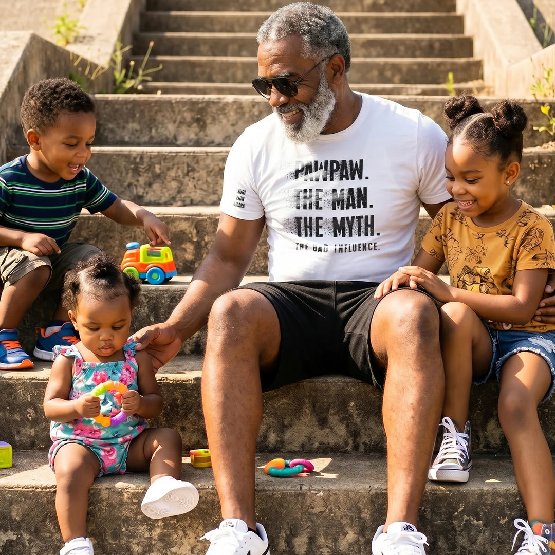 Personalized T‑Shirt "Bad Influence Grandpa" with Sleeve Print