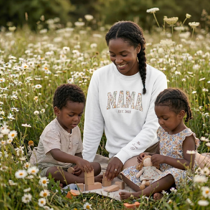 Personalized Sweater "MAMA" Flowers