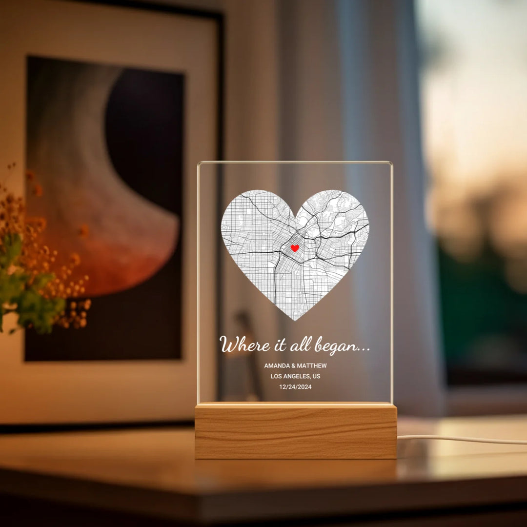 Personalized Acrylic Light “Where It All Began” | Night Light, Decorative Light
