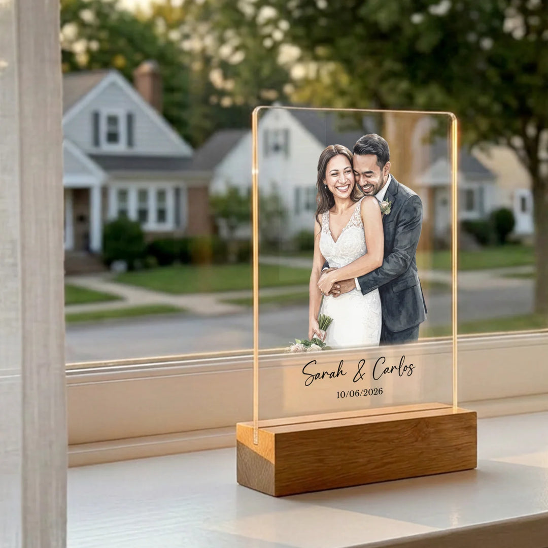 Personalized Acrylic Glass "Wedding Watercolor"
