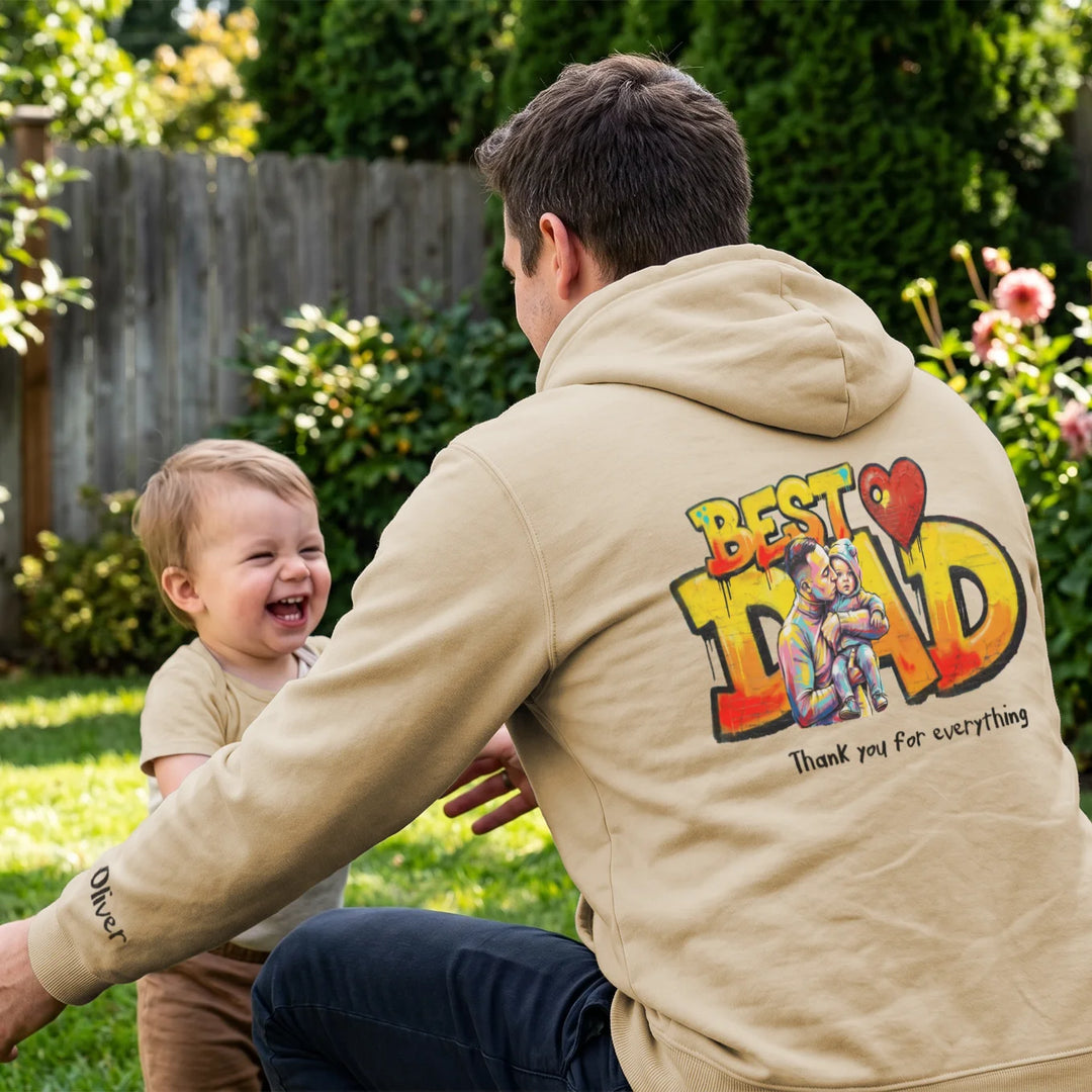 Personalized Hoodie Love "DAD" with Sleeve Print