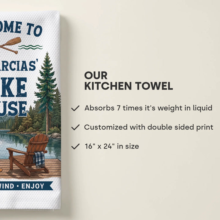 Personalized Kitchen Towel "Welcome to the Lake House"