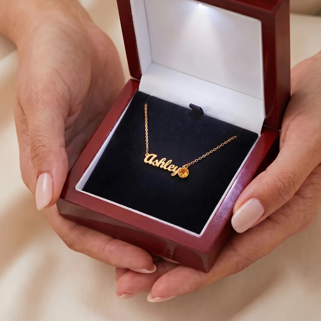 Personalized Necklace "Name with Birthstone"