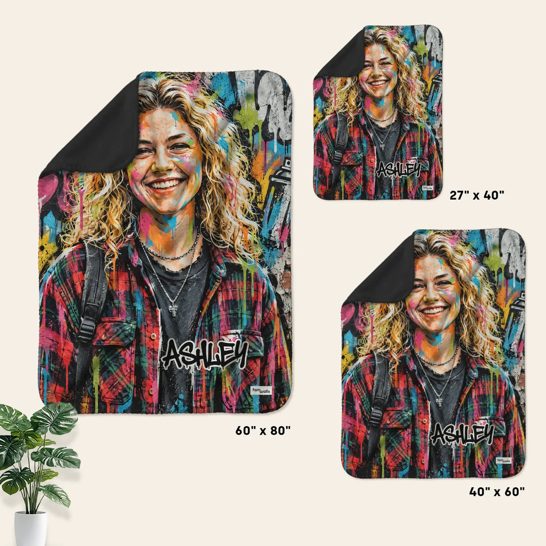 Size overview of the photo blanket: 27" x 40", 40" x 60" and 60" x 80"