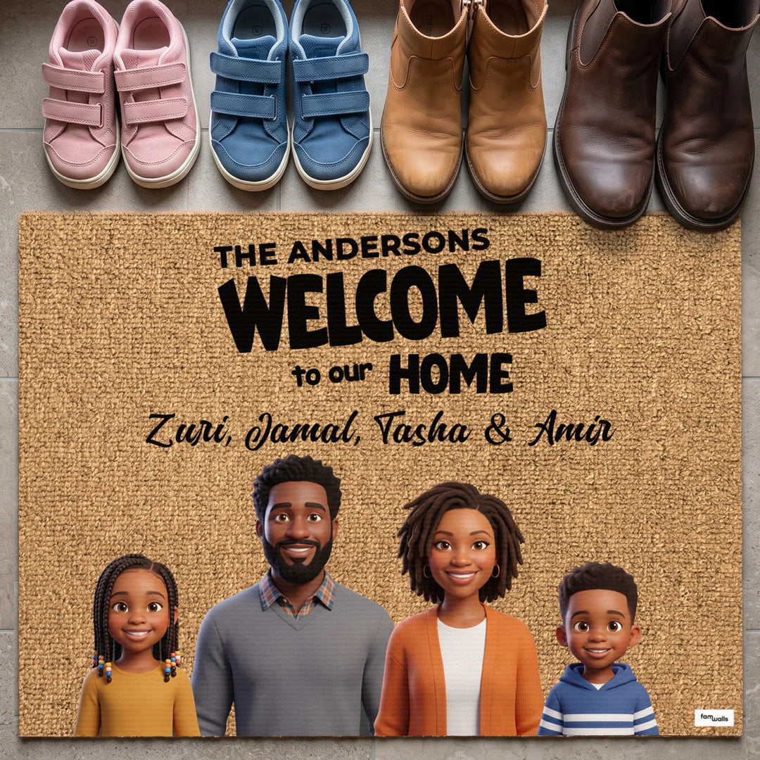 Personalized Doormat "Cartoon Family"