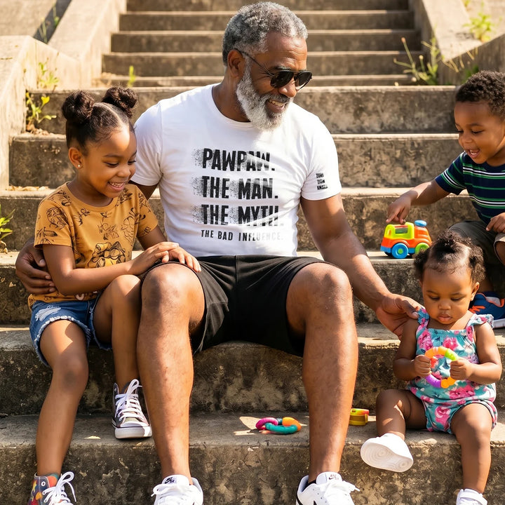 Personalized T‑Shirt "Bad Influence Grandpa" with Sleeve Print