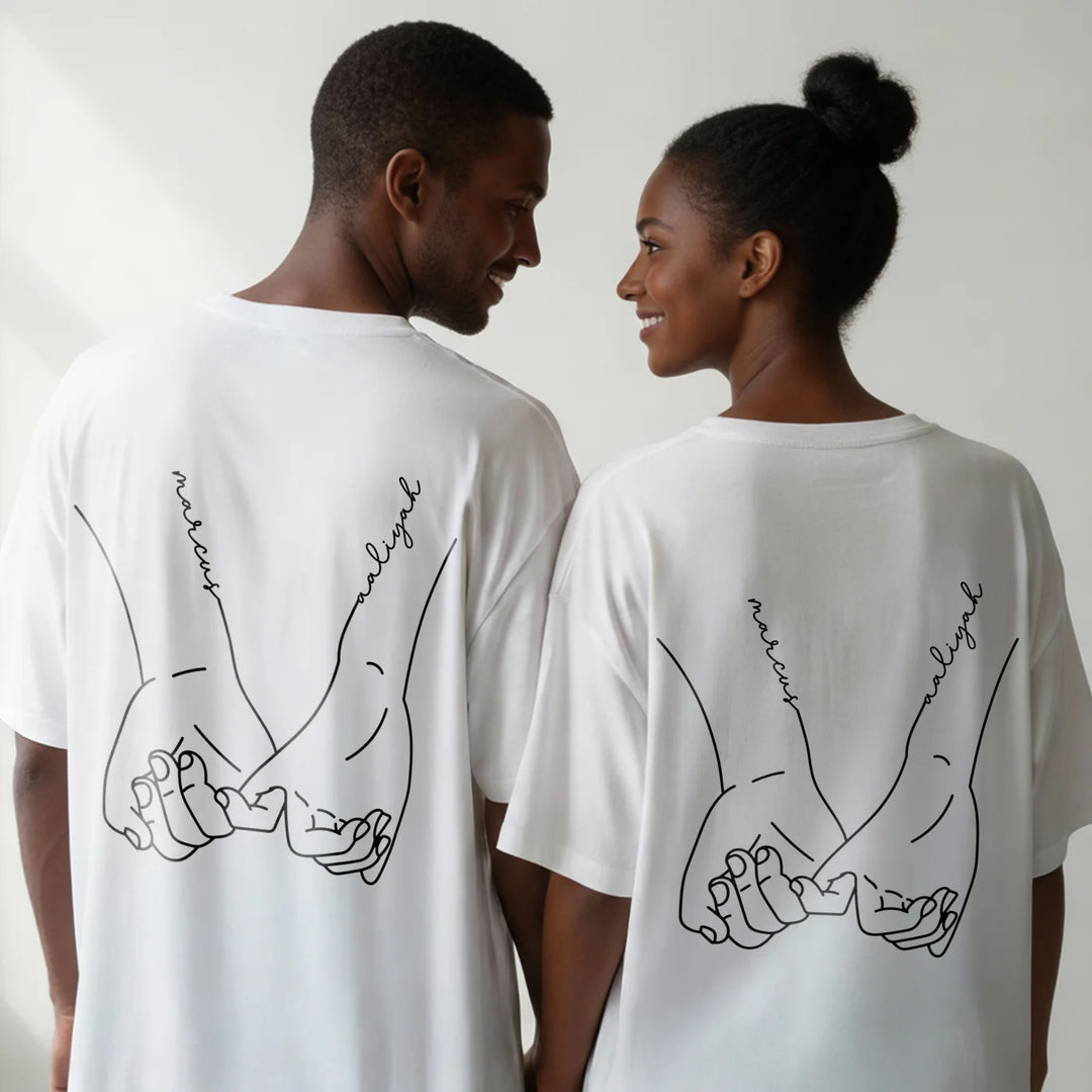 Personalized Matching Oversized T-Shirts "Holding Hands"
