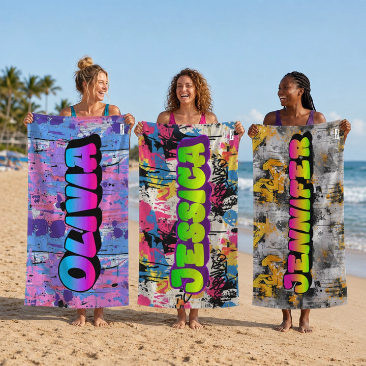 Personalized Bath Towel "Graffiti Name"