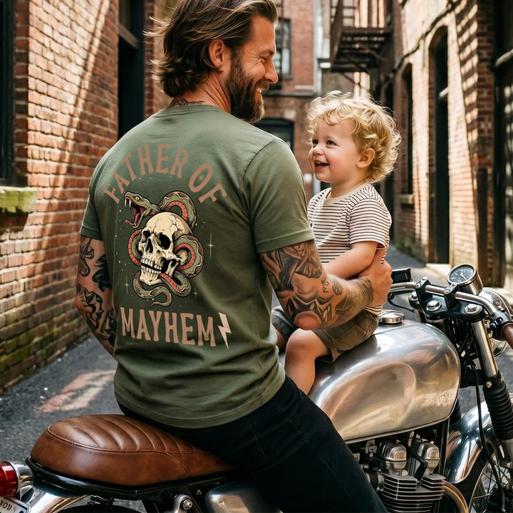 Personalized T-Shirt "Father of Mayhem" with Sleeve Print