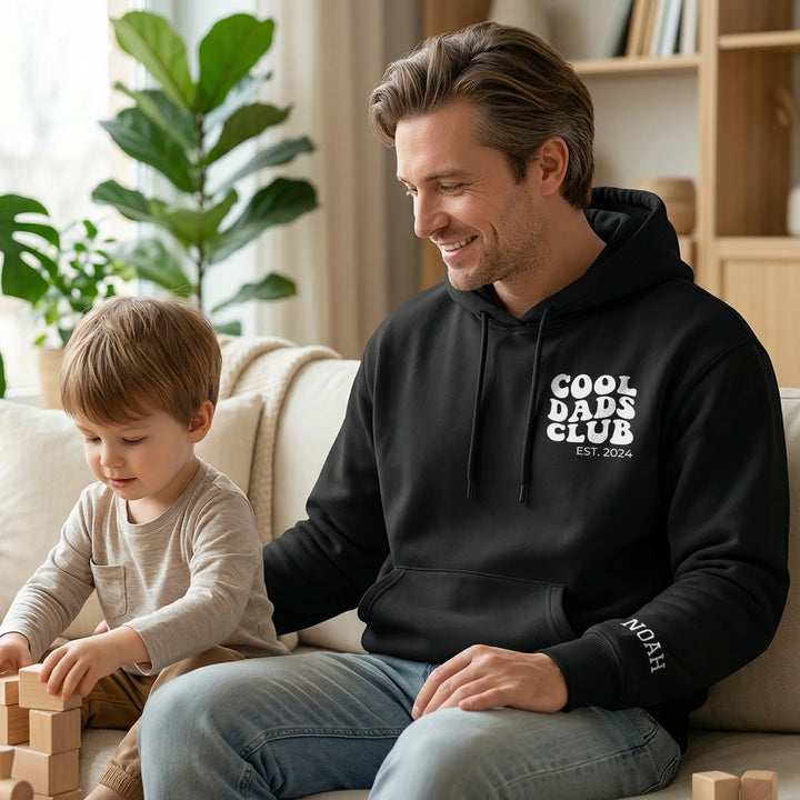 Personalized Hoodie "Cool Dads Club" with Sleeve Print
