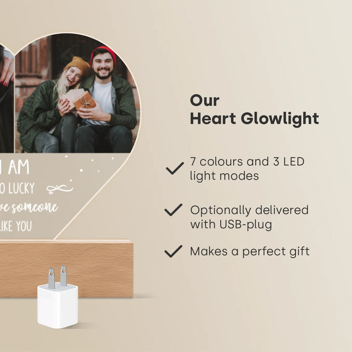 Personalized Heart Acrylic Light "Photo & Text" | Night Light, Decorative Light, Glowlight