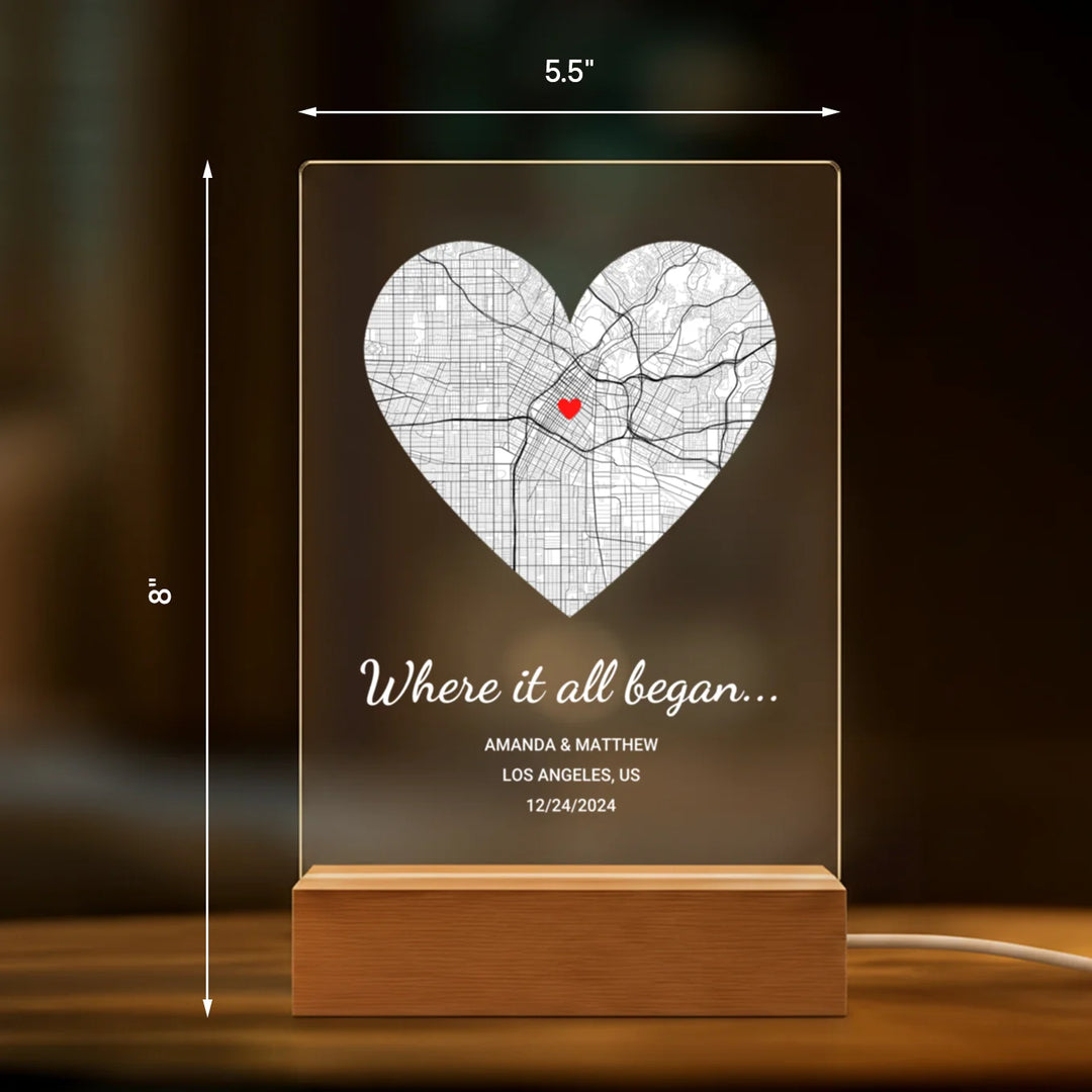 Personalized Acrylic Light “Where It All Began” | Night Light, Decorative Light
