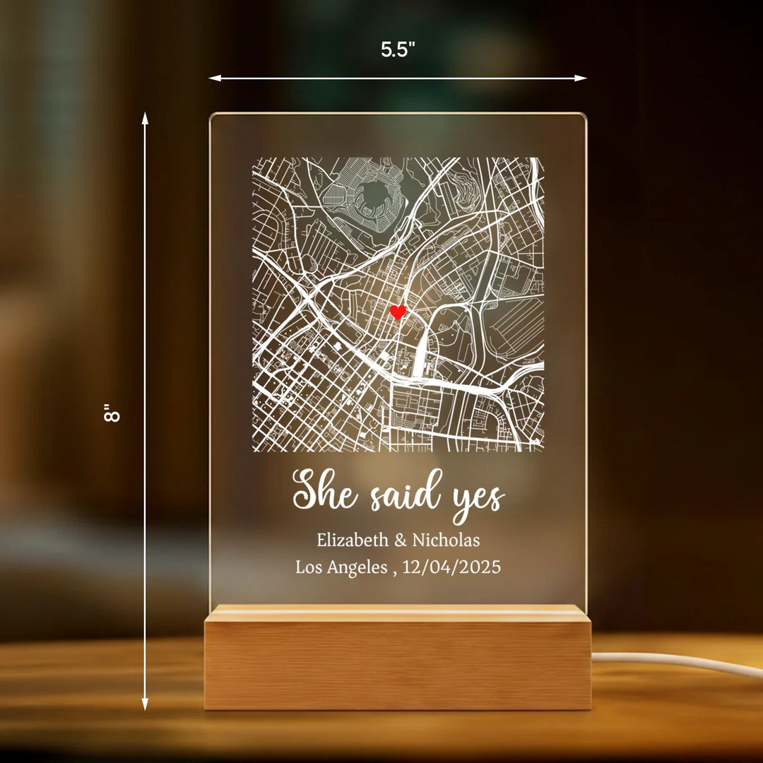 Personalized Acrylic Light "Place of the Heart" | Night Light, Decorative Light, Glowlight