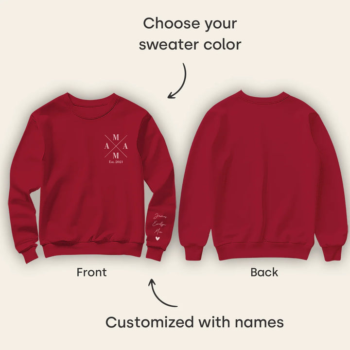 Personalized Sweater "Mama Cross" with Sleeve Print