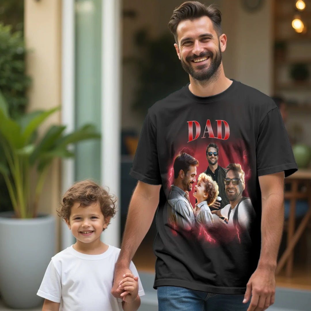 Personalized Oversized T-Shirt Vintage Bootleg "Dad"
