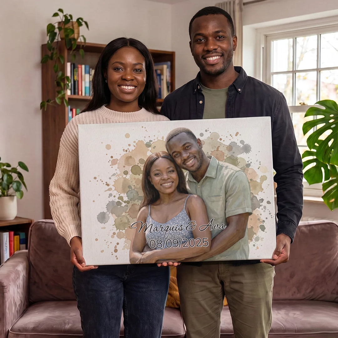 Personalized Canvas "Watercolor Couple"