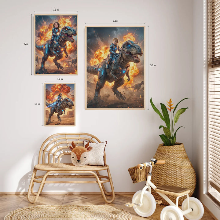 Personalized Children's Poster "T‑Rex Rider"