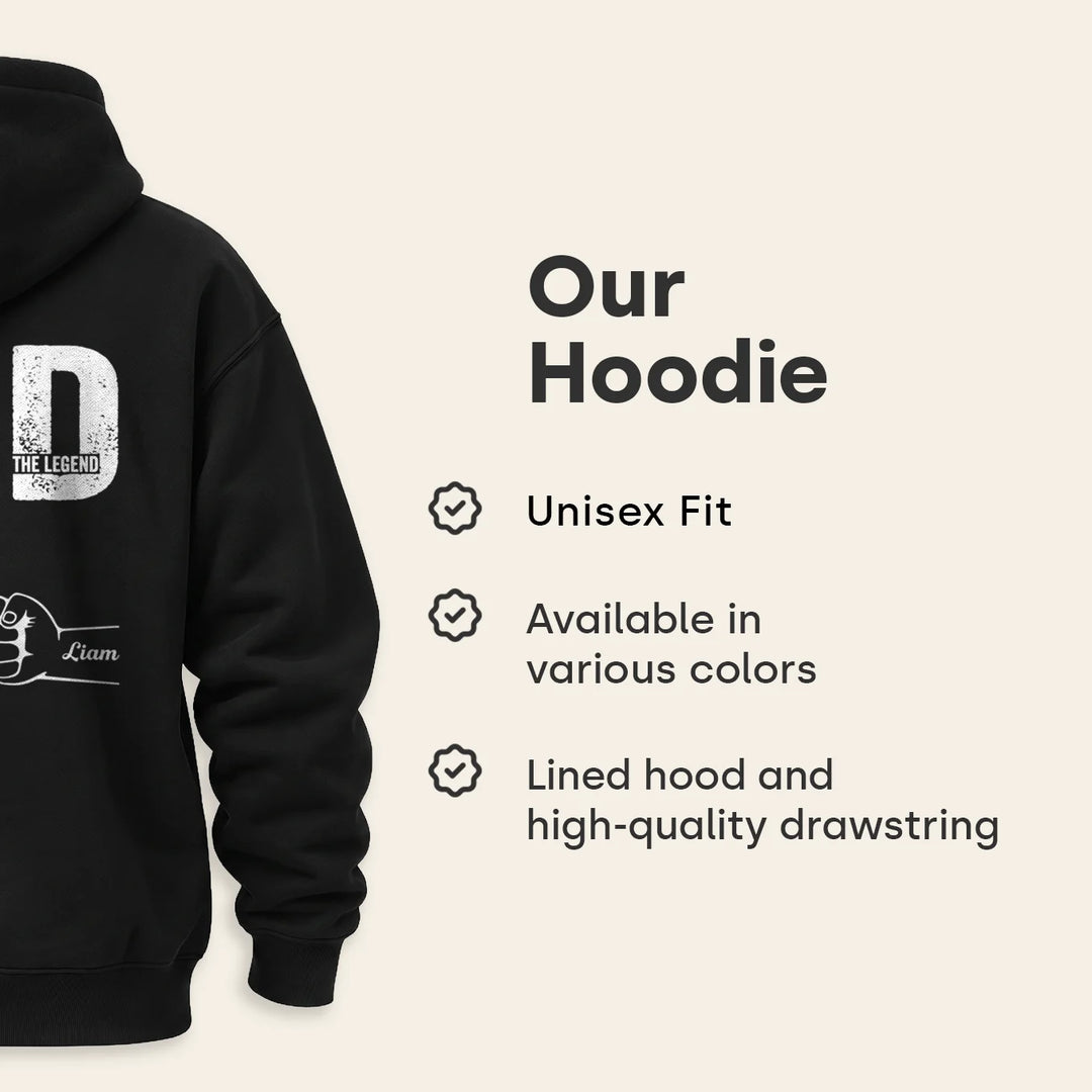 Personalized Hoodie "Dad — The Man, The Myth, The Legend"