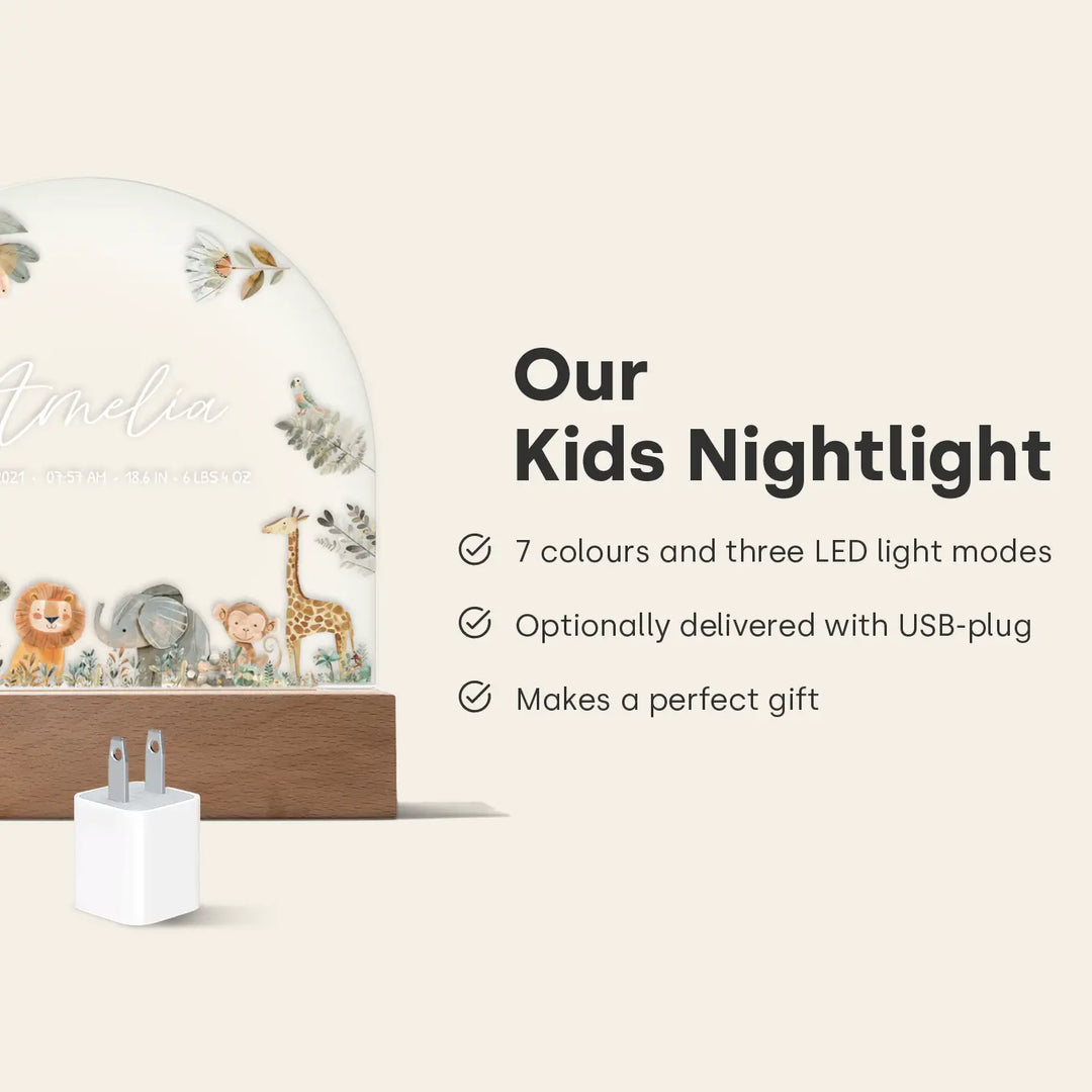 Personalized Night Light "Safari Animals"