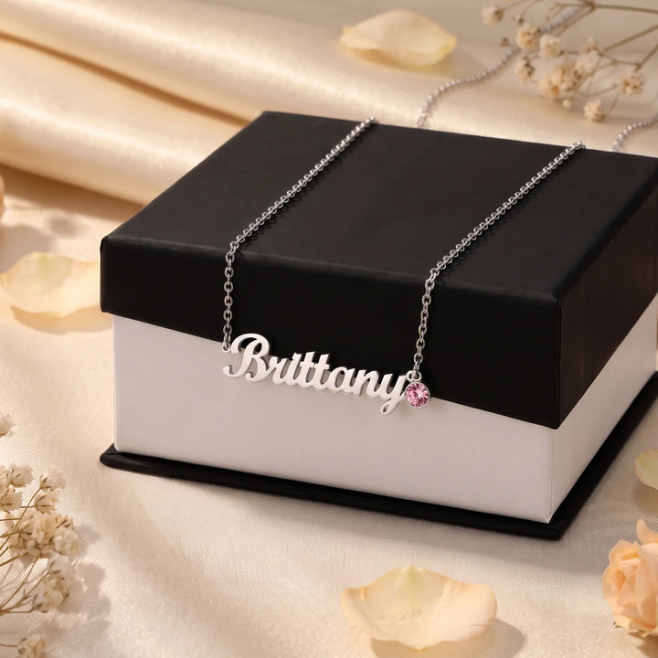 Personalized Necklace "Name with Birthstone"