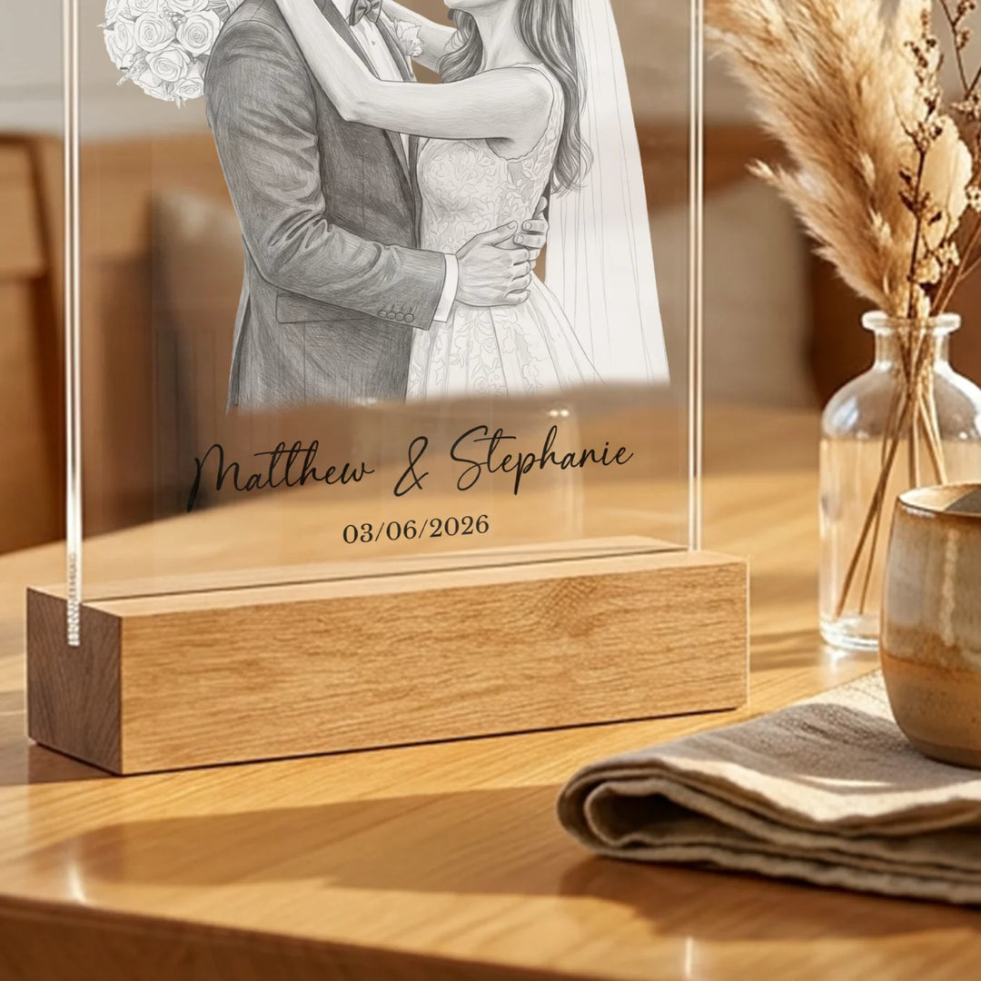 Personalized Acrylic Glass "Wedding Watercolor"