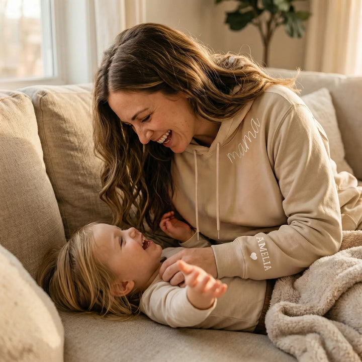 Personalized Hoodie "For Mom" with Sleeve Print