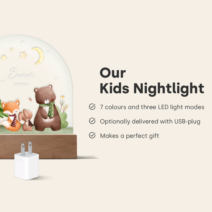 Personalized Night Light "Forest" – Custom Printed Gift for Kids
