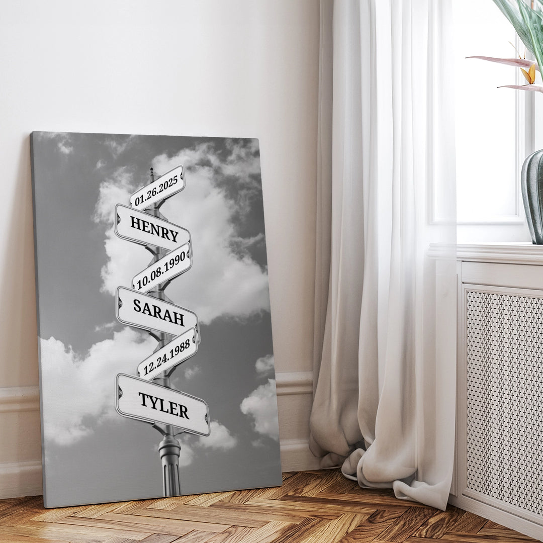 Personalized Canvas "Vintage Street Sign with Birthdate"
