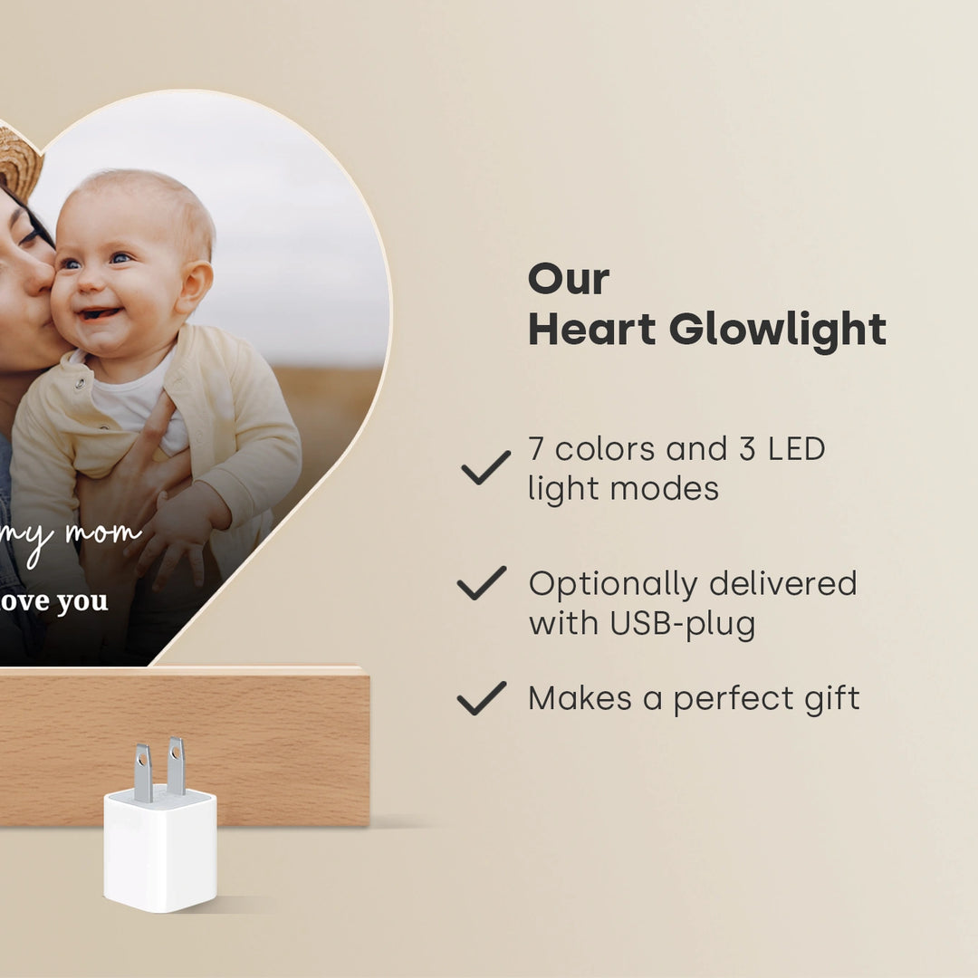 Personalized Heart Acrylic Light "Mom" | Nightlight, Decorative Light, Glowlight