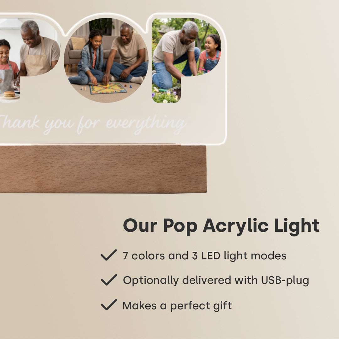 Personalized Acrylic Light "Pop" with 3 Photos
